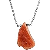 Shivangi Gems Natural Raw Gemstone Pendant Necklace Rough Crystal Necklace Handmade Jewelry Jewelry for Women Adjustable Black Plated Chain 18 Inch