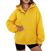 onlypuff Women Essential Hoodies Pullover Sweatshirt Long Sleeve Kangaroo Pocket Fleece Basic Sweater