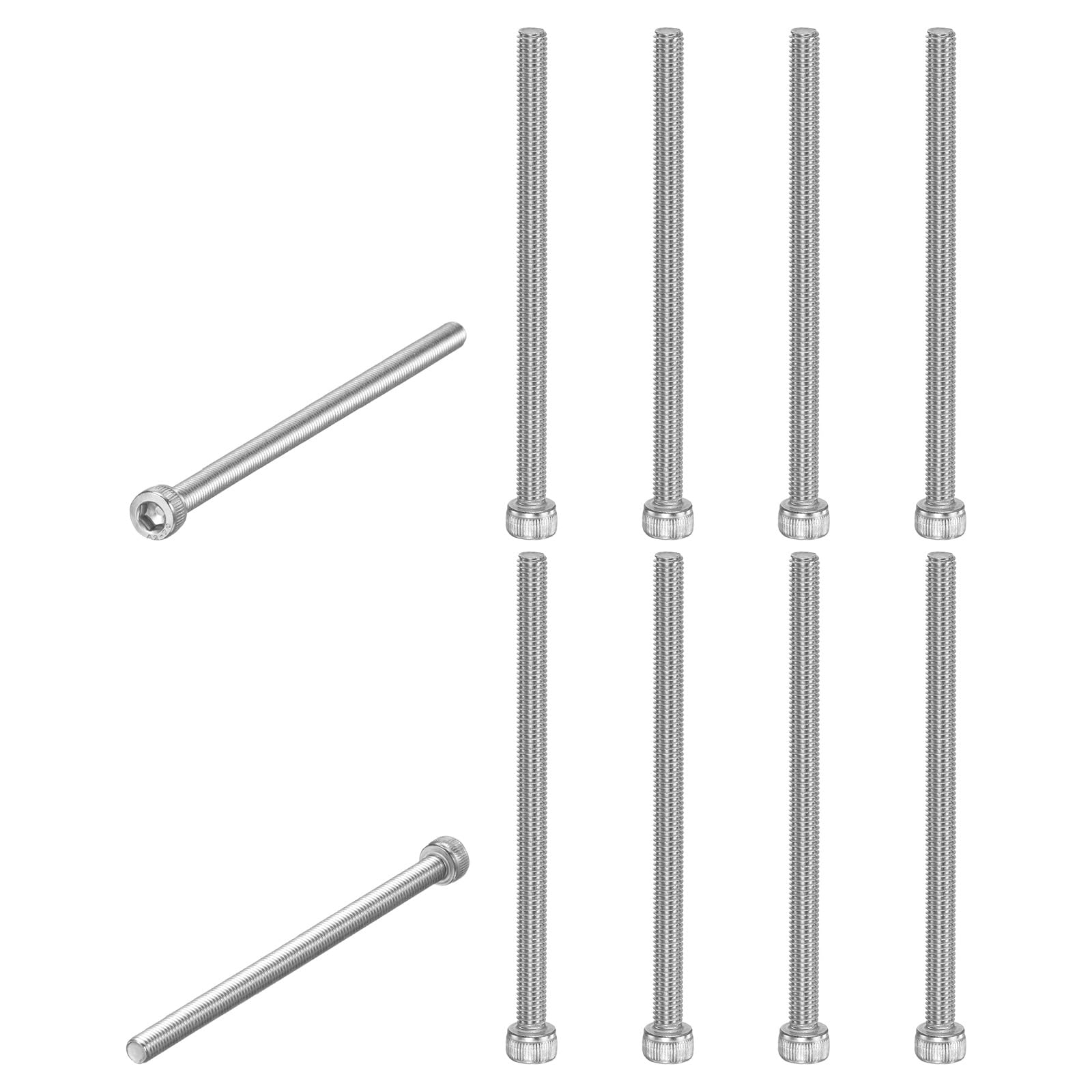M METERXITY 10-Pack Socket Head Cap Screws Bolts M5x90mm 0.8mm Pitch Button Head Socket Screws 304 Stainless Steel Hex Socket Bolts [Silver]