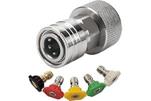 Garden Hose to Mini Power Washer Adapter-3/4 GHT to 1/4", Garden Hose Pressure Washer Attachment, Stainless Steel Convert Wat