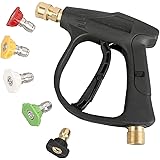 Sooprinse High Pressure Washer Gun,3000 PSI Max with 5 Color Quick Connect Nozzles M22 Hose Connector 3.0 TIP