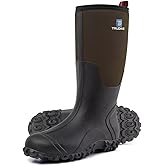 Trudave Rubber Boots for Men with Steel Shank, Waterproof Insulated Reliable Rain Boots for Outdoor Work Hunting, Warm Dry 5mm Neoprene Anti-slip All-Season Mud Boots, Size 5-14