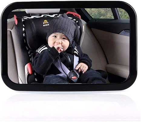 Amazon Com Baby Car Mirror For Rear Facing Car Seats Large Easily View Infant In Backseat Best Newborn Baby Accessory For Travel Home Kitchen