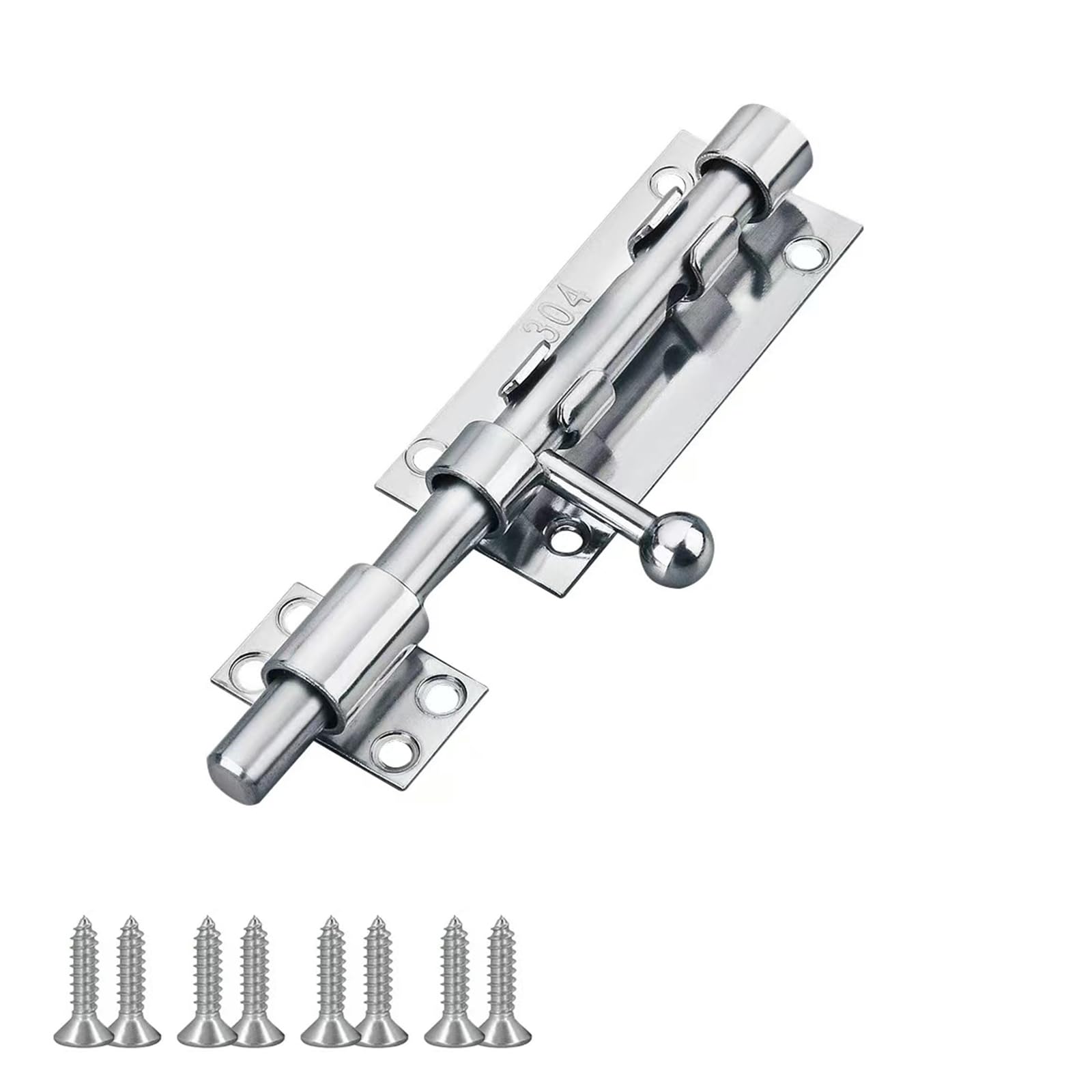 6 Inch Heavy Duty Stainless Steel Door Lock Bolt - Barrel Sliding Security Latch for Bathroom, Bedroom, Garden Doors