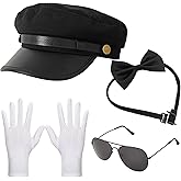 CiviLight Chauffeur Costume Limo Taxi Driver Halloween Cosplay Accessories Chauffeur Hat Sunglasses Gloves Bowtie Set