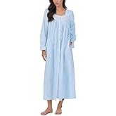 Eileen West Sleepwear & Loungewear for Women - Dobby Stripe Collection - 100% Cotton Longsleeve Full-Length Robe Nightgown