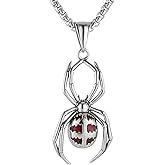 HZMAN Gothic Stainless Steel Spider Necklace for Men, Halloween Accessories