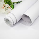 Nukofal White Contact Paper 17.7"x118" White Wallpaper Peel and Stick Matte Solid Contact Paper Thicken Waterproof Self-Adhesive Removable Wallpaper for Cabinets Countertop Decorative Vinyl Roll