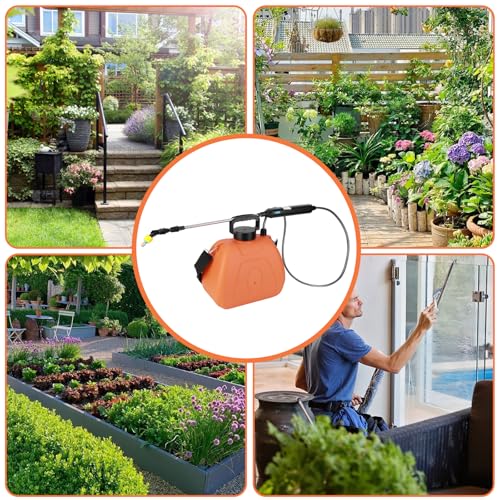 Viitech 8L Battery Pressure Sprayer, Powerful Electric Sprayer with 3 Mist Nozzles, Garden Sprayer with Rechargeable Handle and Adjustable Shoulder Strap (Orange)
