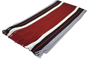 COOPHYA Men Cashmere-like Striped Scarf Winter Warm Knitted Neck Warmer Shawl Wrap for Business and Leisure