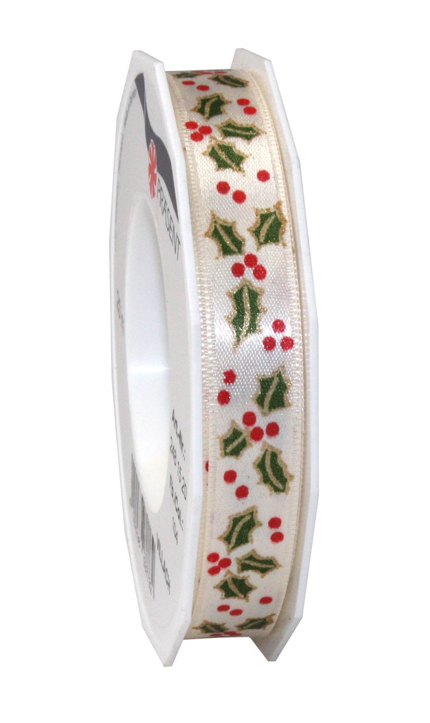 C.E. Pattberg Präsent - Kärnten Printed Satin Ribbon Cream 15 mm width, 20 m length
