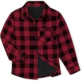 Boys' Winter Long Sleeve Plaid Fleece-Lined Button Down Shirt