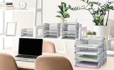 EXERZ 2 Pack Letter Trays Stackable Paper Sorter Desk Organiser SILVER view 6