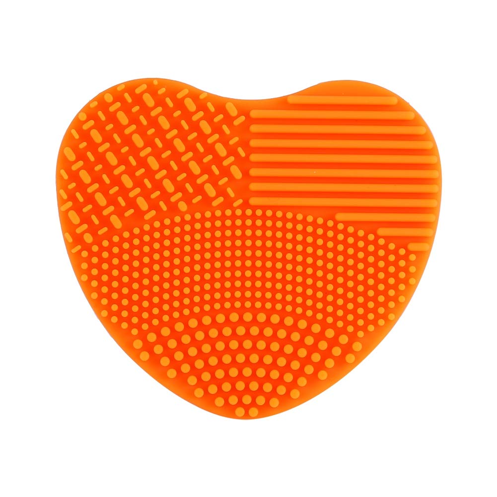 Silicone gloves brush accessories, heart shape silicone makeup brush detergent brush for cosmetic washing(Orange)
