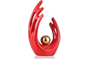 LCCCK 12'' h Red and Gold Abstract Art Ceramic Statue Sculpture, Home Modern Centerpiece Dinner Table, Kitchen, Bathroom Mantelpiece Coffee Table Office Entryway Aesthetic Decoration Big