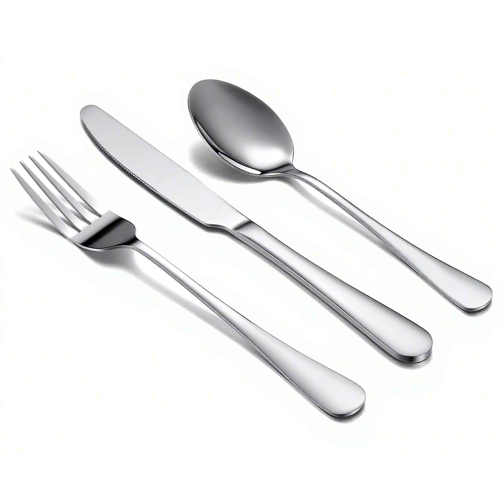 Photo 1 of 3-Piece Stainless Steel Flatware Set | Durable Modern Silverware Set, Rust and Corrosion Resistant, Dishwasher Safe Cutlery with Ergonomic Grip | Premium Upgrade for Daily Meals, Weddings, parties