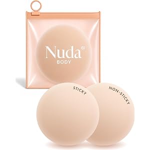 Nuda Body Adhesive & Non-Adhesive Nipple Covers Set - 2 Pairs Reusable Silicone Nipple Pasties for Women - 3 Colors, 3 Sizes
