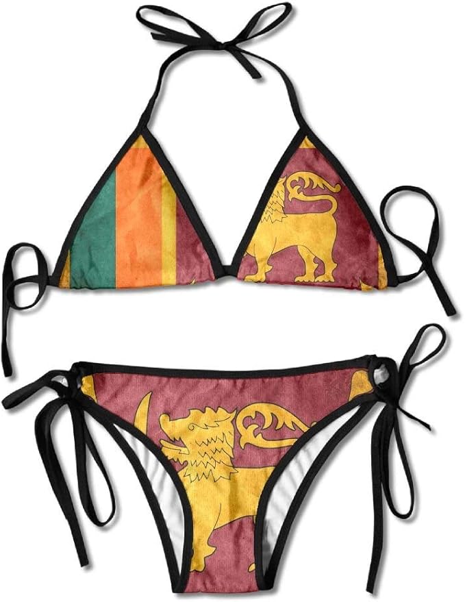 Amazon スリランカの国旗レディースセクシービキニセットビーチ水着調節可能なホルターネック水着2ピース ビキニ セパレーツ 通販