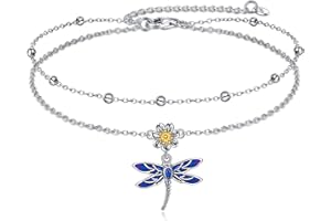 YAFEINI Anklet Bracelets for Women Girls Sterling Silver Hummingbird/Dragonfly/Butterfly Link Chain Anklets Jewelry Gifts