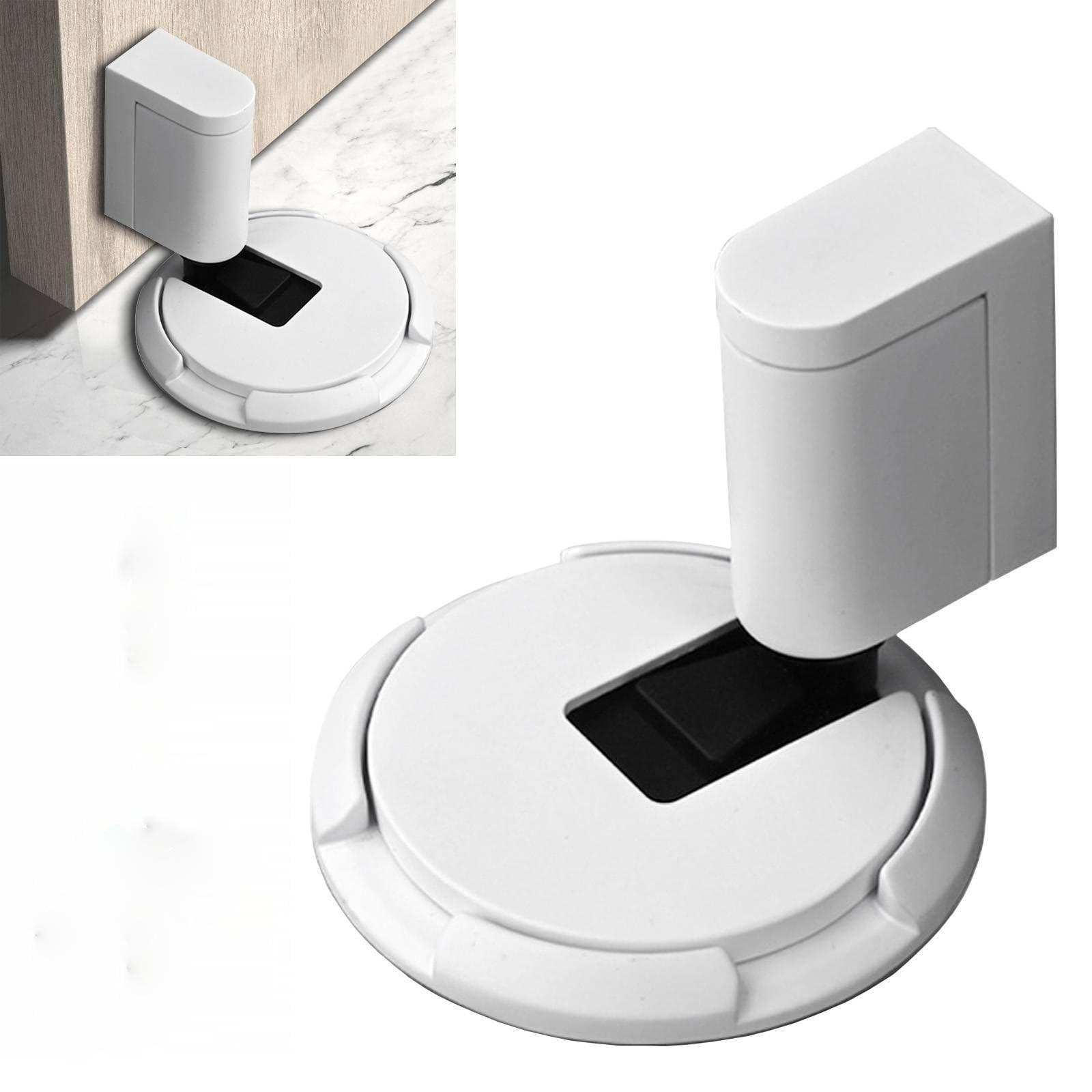 Upgraded Magnetic Door Stopper, Adjustable Punch-Free Silent Floor Doorstop for Various Door Types, Perfect for Yard, Living Room, Bedroom, Kitchen, Bathroom (White)