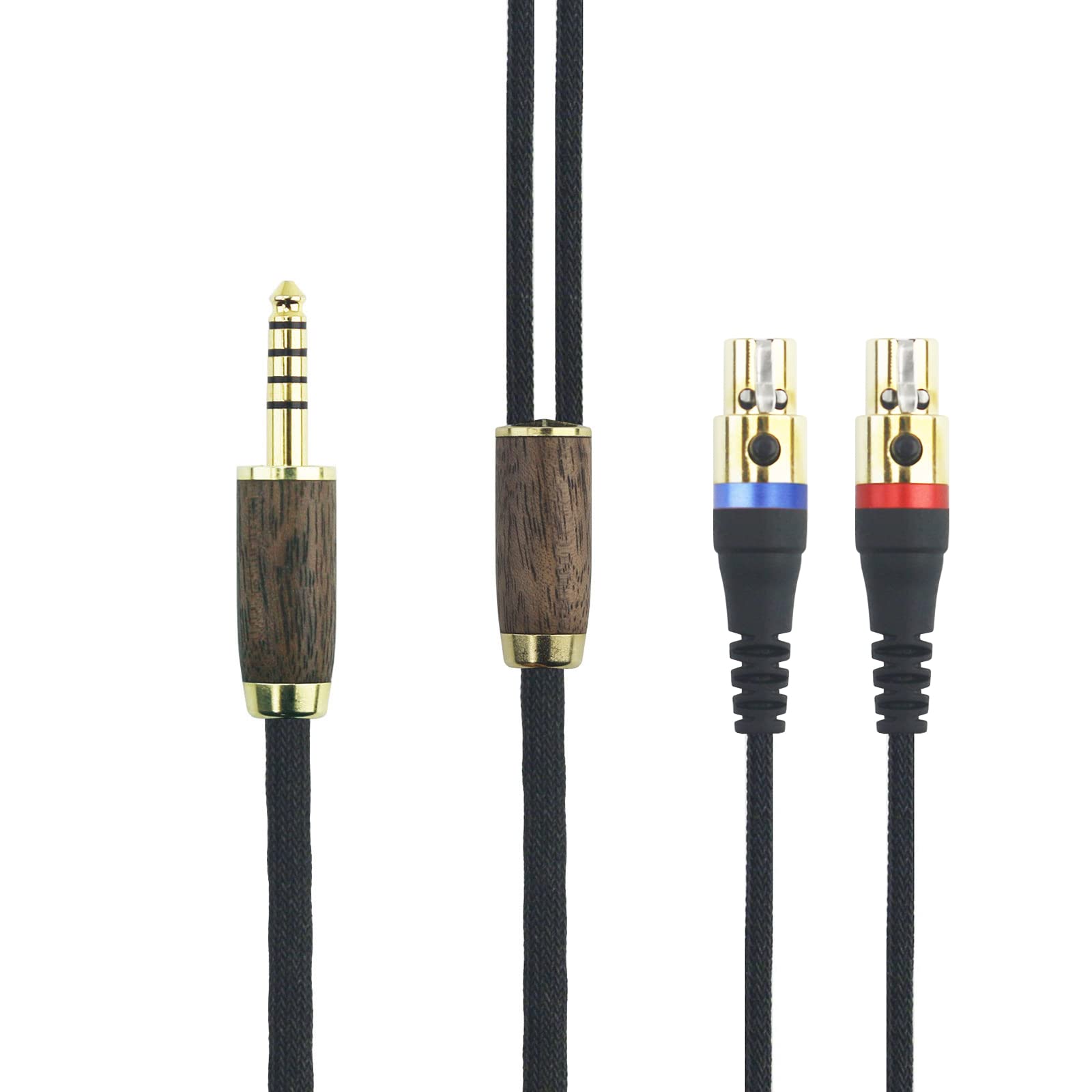 ABLET 4.4mm Balanced Audio Cable, 2m, Compatible with Audeze LCD-2/4/3/X/XC Headphones & Sony WM1A/NW-WM1Z/PHA-2A Players, Walnut Wood Shell, 6N OCC Copper Silver Plated Cord