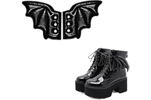 AUOCATTAIL Halloween Black Bat Shoe Wings Glitter Bats Wings for Boots Skates Sneakers Canvas Roller Shoes PU Shoe DIY Decorations