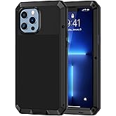 Lanhiem for iPhone 13 Pro Max Metal Case, Heavy Duty Shockproof Tough Rugged Case with Built-in Glass Screen Protector, 360 Full Body Protective Cover for iPhone 13 Pro Max, Black
