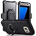 For Samsung Galaxy S7 EDGE Case (Not for S7), PlusMall Rugged Shockproof Hybrid Protective Case Back Cover with Swivel Belt Clip Hard Holster Defender Case Ring Rotating Kickstand (Black)