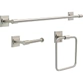 Delta Faucet McLaren 3-Piece Bathroom Set, SpotShield Brushed Nickel, 18"/24" Towel Rack, Toilet Paper Holder, Ring MCL63-BN
