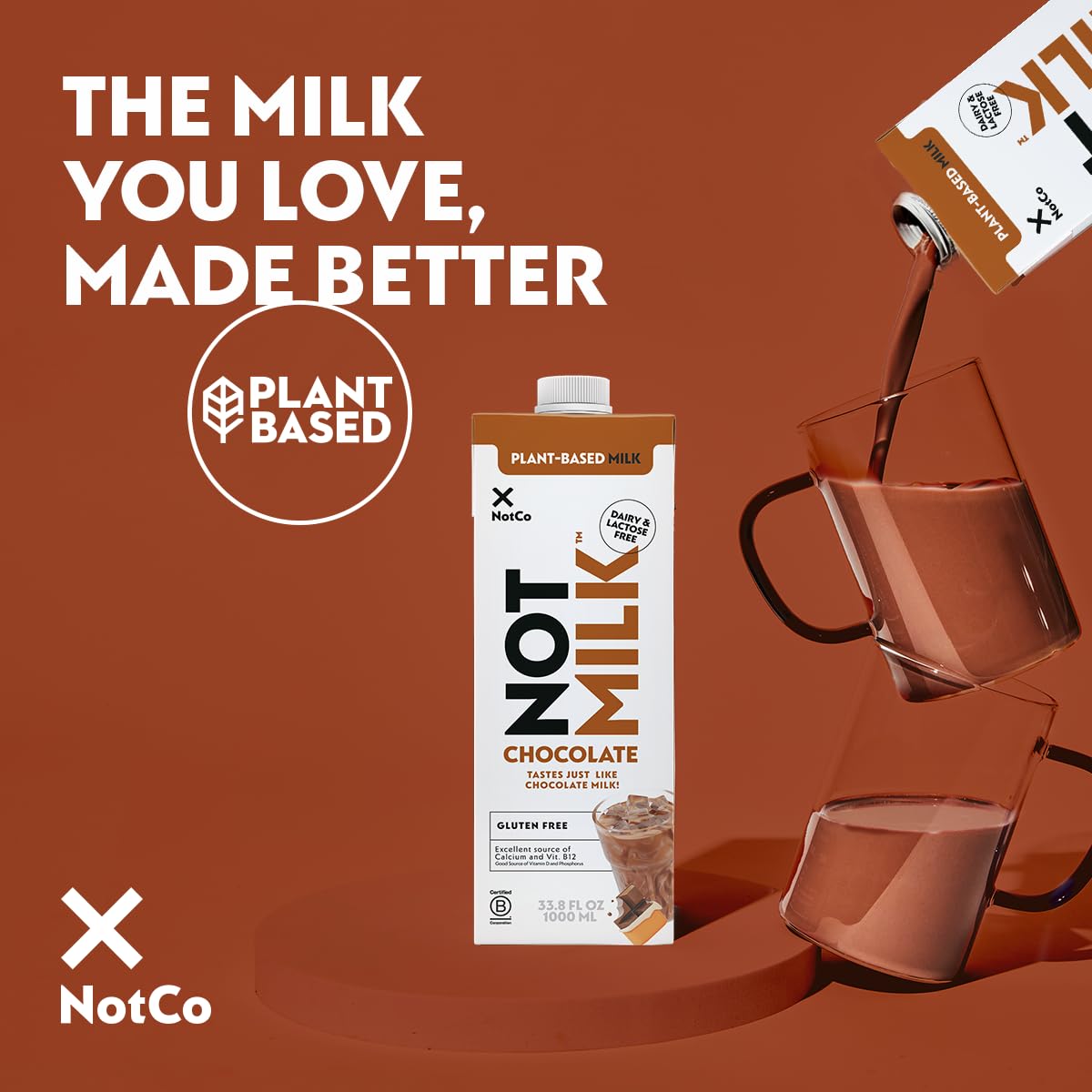 NotMilk Chocolate Plant-Based Milk Alternative, 33.8 Fl Oz (Pack of 6) - Shelf-Stable, Lactose-free, Vegan, Non-GMO