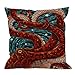 HGOD DESIGNS Kraken Pillow Case, Sea Monster Octopus Cotton Linen Cushion Cover Square Standard Home Decorative Throw Pillow for Men/Women 18x18 inch Blue Red