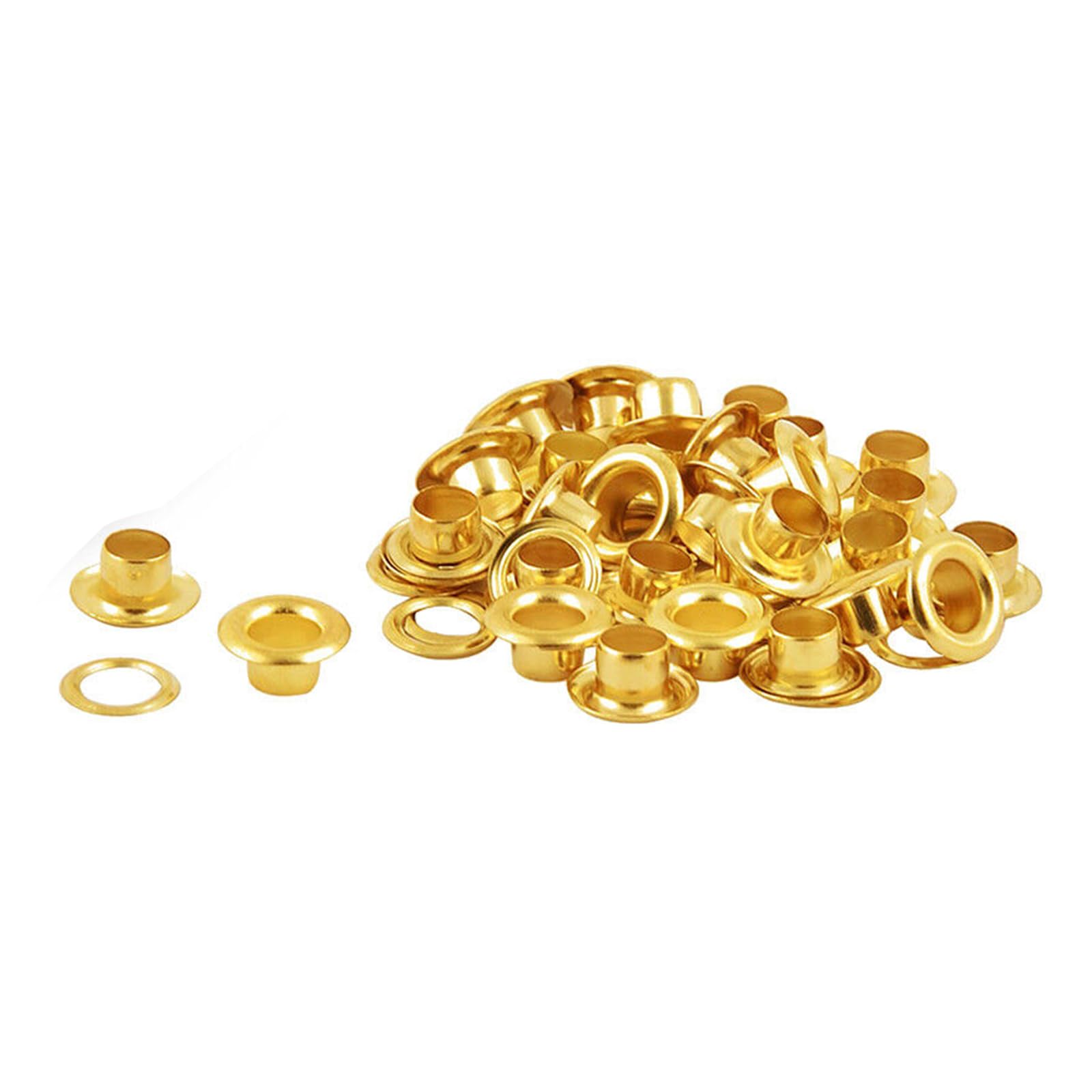 100 Sets Grommet Kit 10mm Metal Eyelets Grommets with Washers for Shoes Clothes Belt Bag DIY Project (Gold)