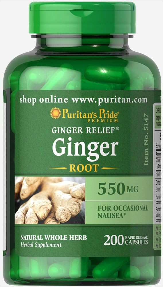 Ginger Root by Puritan's Pride®, Supports Digestive Health*, 550 Mg, 200 Rapid Release Capsules: Health & Personal Care