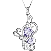 Butterfly Heart Necklace Birthstone Pendant Necklace Earrings Bracelet Women 925 Sterling Silver Animal Butterflies Birthstone Pendant Crystal Birthday Jewelry Wedding Gift