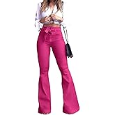 Pantete Womens High Waisted Bell Bottom Jeans Denim High Rise Flare Jean Pants with Wide Leg and Belt