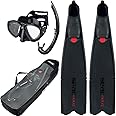 SEAC Tris Motus Set - Motus Camo Long Freediving Soft Powerful Fins, One Mask and Jet Snorkel