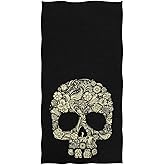Naanle Chic Floral Skull Pattern Soft Large Hand Towels Multipurpose for Bathroom, Hotel, Gym and Spa (16