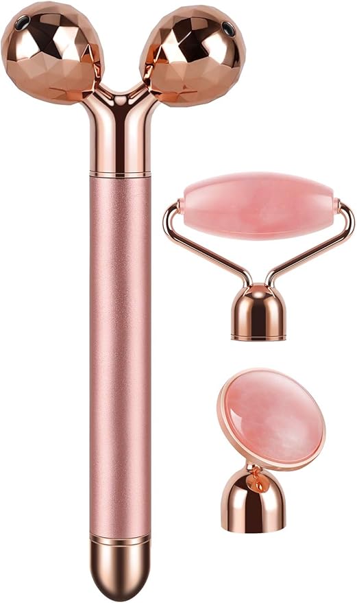 3 In 1 Electric Jade Roller Vibrating Facial Roller Face Massager Rose Quartz Amazon Co Uk Health Personal Care