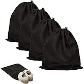 LAKE OF FIRE 4-Piece Travel Shoe Bags for Packing, 17.7" x 13.8" Dustproof Shoe Bags - Flannel Shoe Pouch with Drawstring Closure,Washable & Reusable(Black)