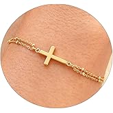 Dainty Gold Bracelets for Women Non Tarnish - 18K Gold Cross Pearl Eye Infinity Bracelet, Cute Stack Chain Bracelet Layered Bracelets Trendy Jewelry for Women Birthday Gift for Her