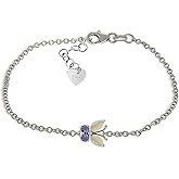 Galaxy Gold GG 14k White Gold Opal and Tanzanite Butterfly Bracelet
