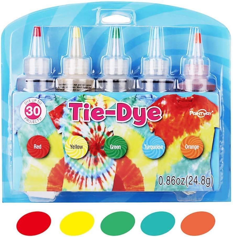 genialkiki DIY Tie-Dye Kit, One Step Tie-Dye Kit Liquid Dye Safe & Non-Toxic DIY Clothing Graffiti Dye for Family Entertainment(5Colors)