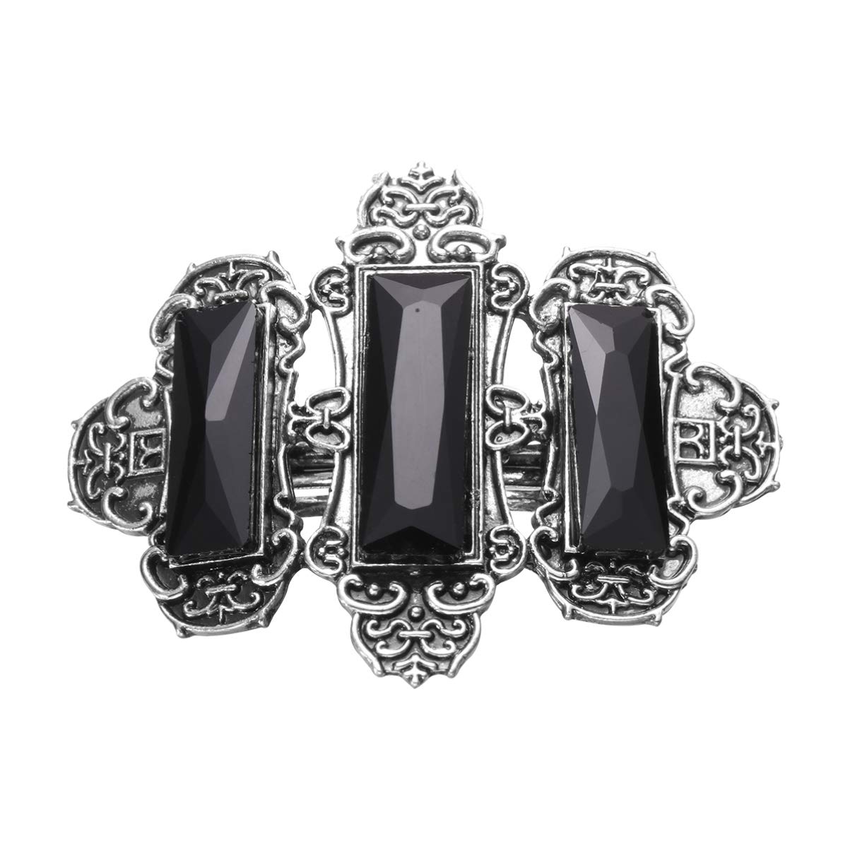Minkissy Retro Hair Clip Metal Rhinestone Hairpin Celtic Hair Clips Viking Hair Accessories for Women Girls (Silver and Black)