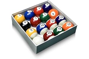 HMQQ Billiard Balls Set 2-1/4" Regulation Size Pool Table Balls for Replacement (16 Resin Balls)
