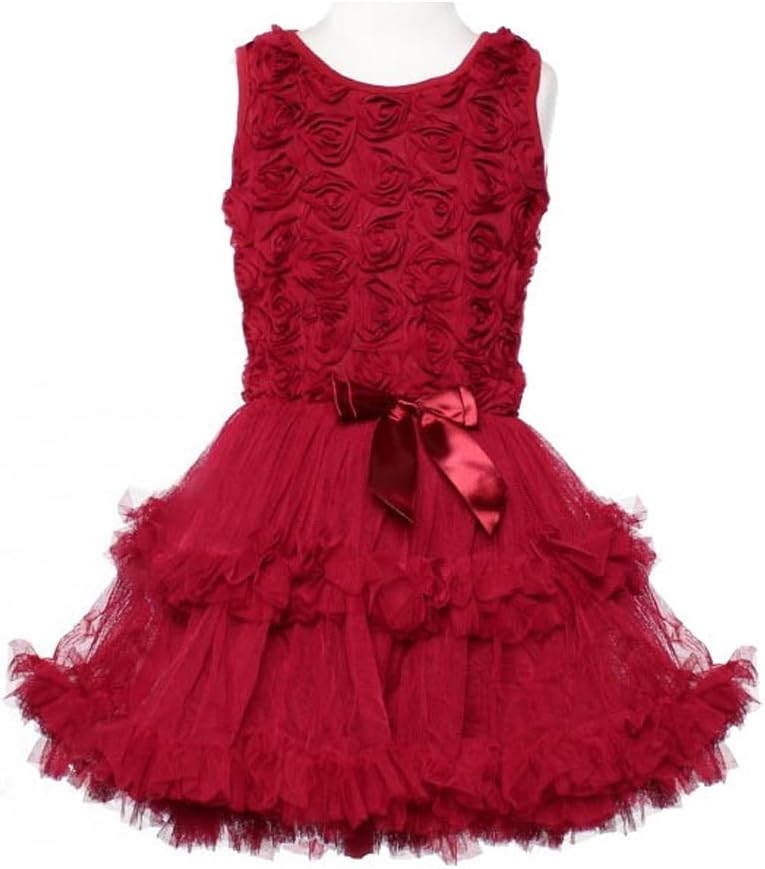 Popatu Gorgeous Burgundy Red Ruffled Pettiskirt Dress