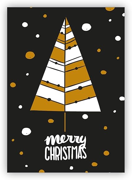 Auguri Natale Inglese.Auguri Di Natale Inglese Moderna Cartolina Di Natale Retro Con Albero Di Natale Merry Christmas Con Busta Amazon It Cancelleria E Prodotti Per Ufficio