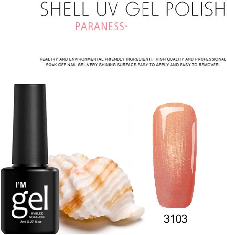 Palarn Nail Art, 8ml Shell Holographic Cat Eye Soak Off UV Gel Polish Nail Gel Varnish UR SUGAR