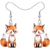 NEWEI Cute Fox Earrings Dangle Novelty Acrylic Foxes Jewelry For Women Gift Charms
