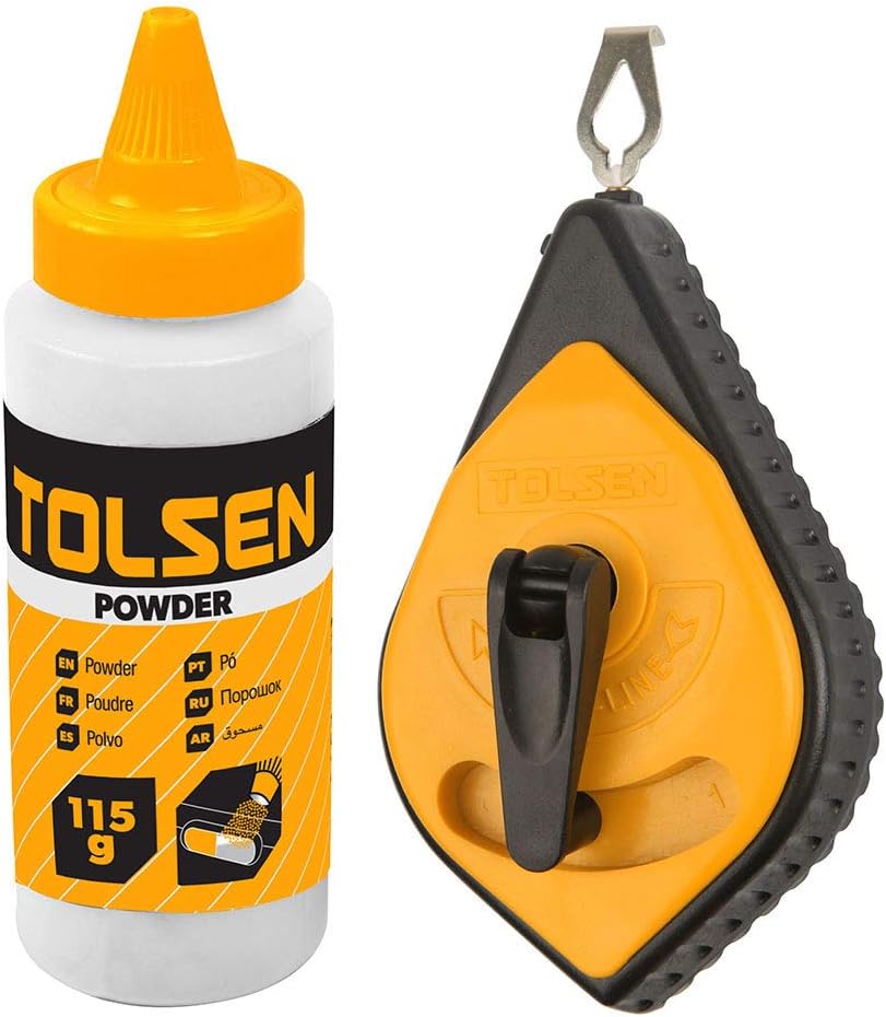 Tolsen Chalk Line Reel Set - Heavy Duty, Fast Rewind, Builders Chalk String Kit - 30m (100ft) Line, Blue