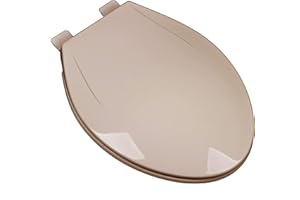 Bath Décor 2Q1E6-30 Builder Grade Slow Close Plastic Toilet Seat with Vari Adjust Lok-Down R'N'C Hinge and Quik-Lok Mounting Hardware, Elongated, Fawn Beige